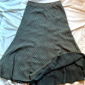 REVERSIBLE  mid length flare skirt . Green turquoise gold sz 10